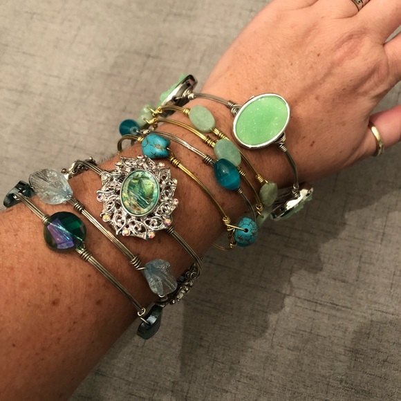 Gemstone and Beaded Bangle Bracelets - Picture 4 of 5